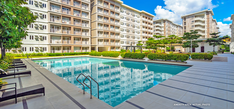 outdoor pool by the buildings